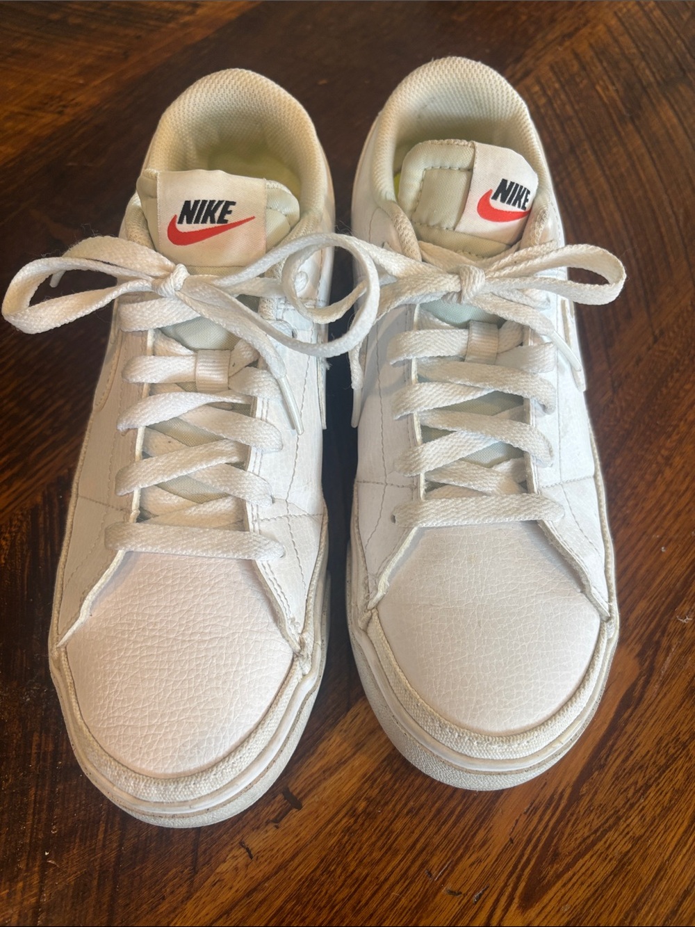 Nike White Sneakers with Red Logo